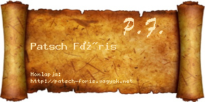 Patsch Fóris névjegykártya